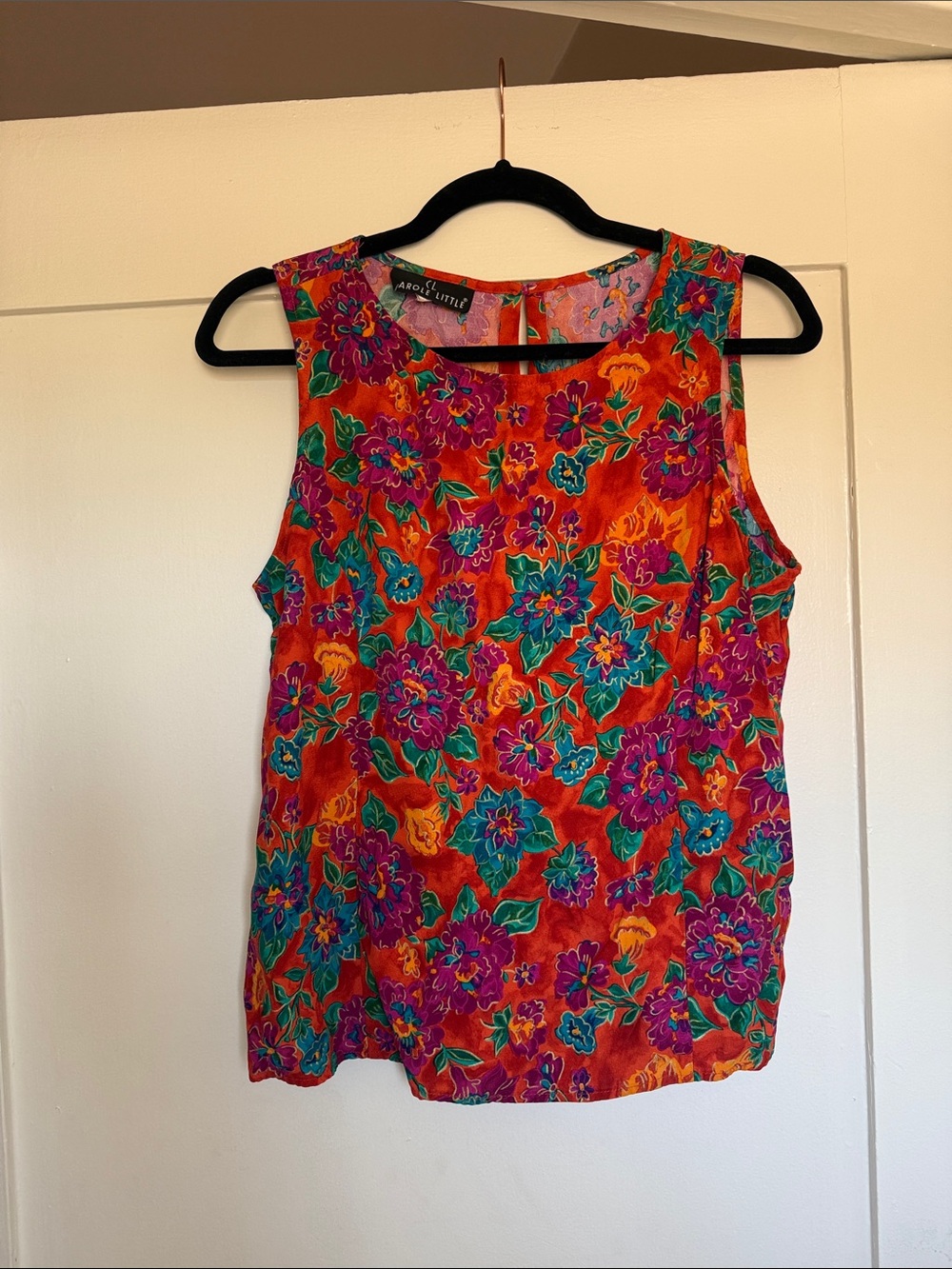 Vintage Bright Red Floral Tank Top